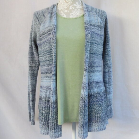 New Sonoma Sweater Costal Blue Striped Lightweight Cotton Open Cardigan Size SP - Picture 3 of 16